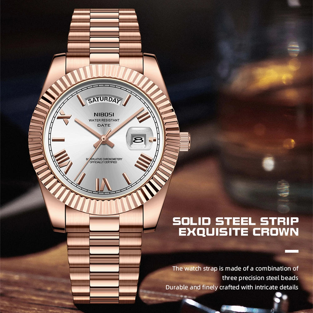 Relógios masculinos da moda NIBOSI, relógio de quartzo, masculino à prova d'água
