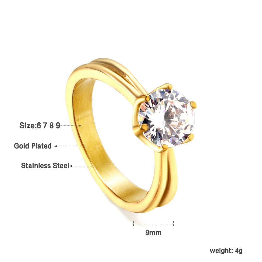 Anel de noivado e casamento elegante com strass