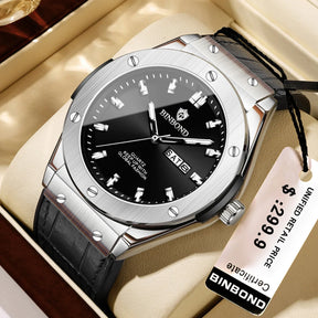 Man New Casual Business Leather Clock Men Luxury Watch Automatic Watches Mens Top Fashion Quartz Wristwatches Relojes De Hombre