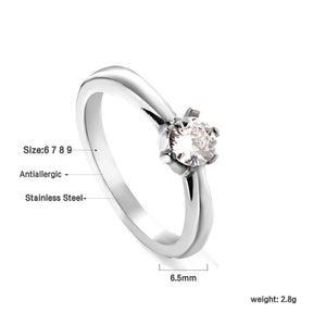 Anel de noivado e casamento elegante com strass