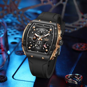 LIGE Man Watch Fashion Luxury Waterproof Silicone Strap Quartz Men's Watches Luminous Sports Auto Date Chronograph Simple Clocks