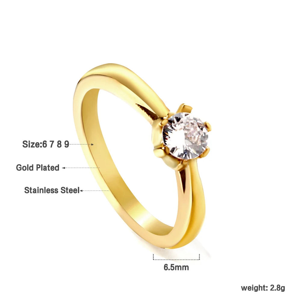 Anel de noivado e casamento elegante com strass