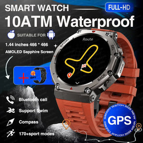 2025 New Military Bluetooth Call Smart Watch Built-in GPS Compass Barometric Altimeter 10ATM Waterproof Sports Smartwatches Men