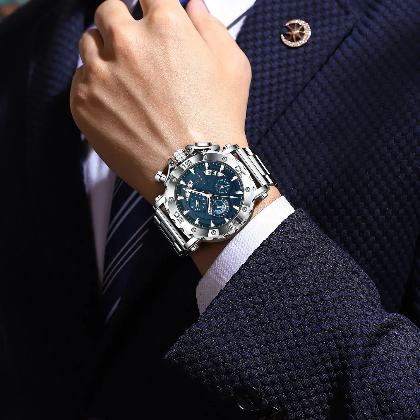 Relógio de luxo POEDAGAR para homens, calendário, luminoso, à prova d'água, relógios de quartzo masculinos