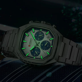 CURREN Casual Versatility Men's Square Stainless Steel Chronograph Watch with Date Vintage-Inspired Design Quartz Wristwatch