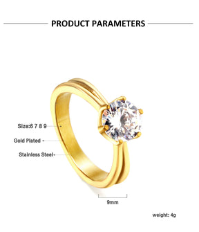 Anel de noivado e casamento elegante com strass