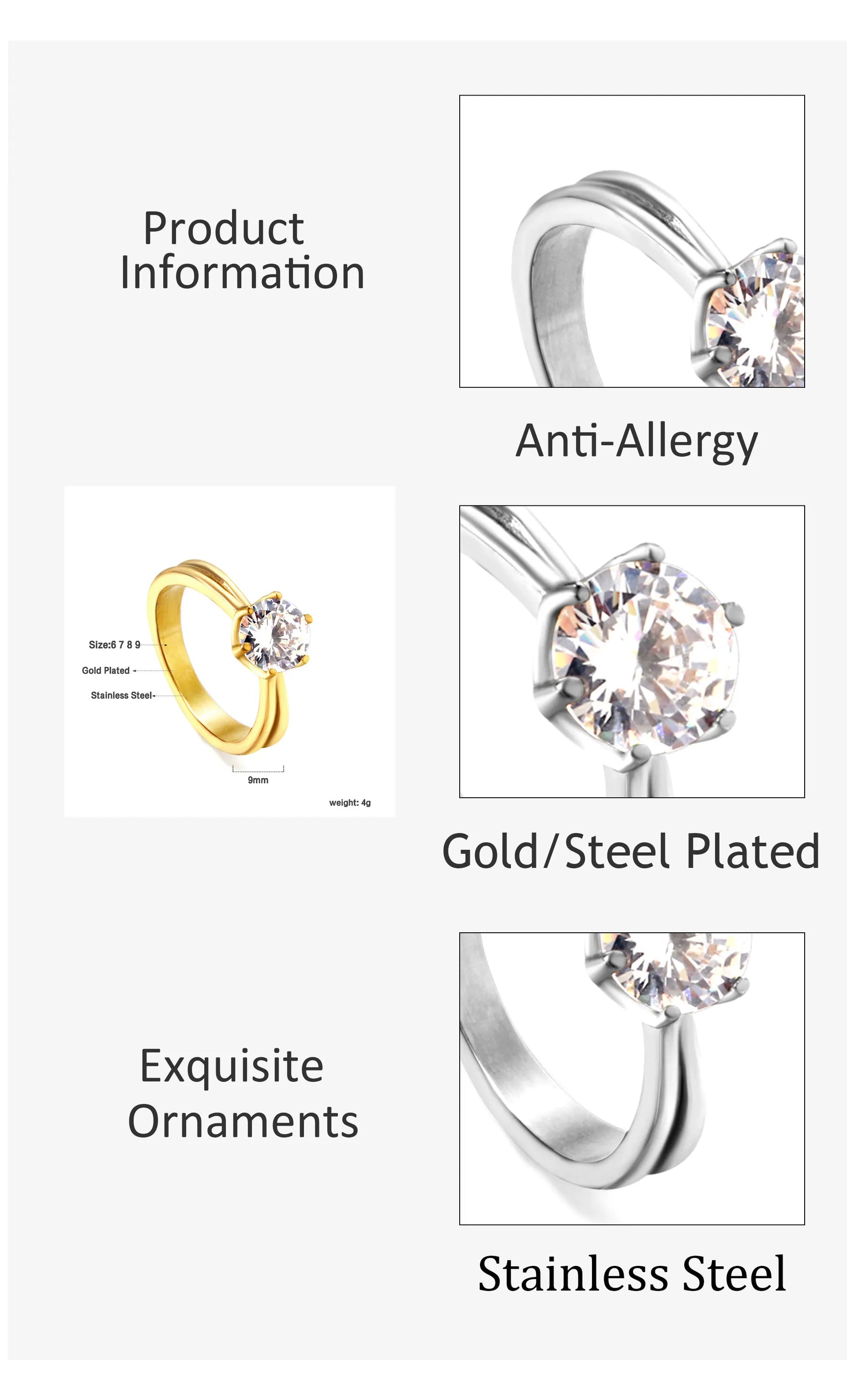 Anel de noivado e casamento elegante com strass